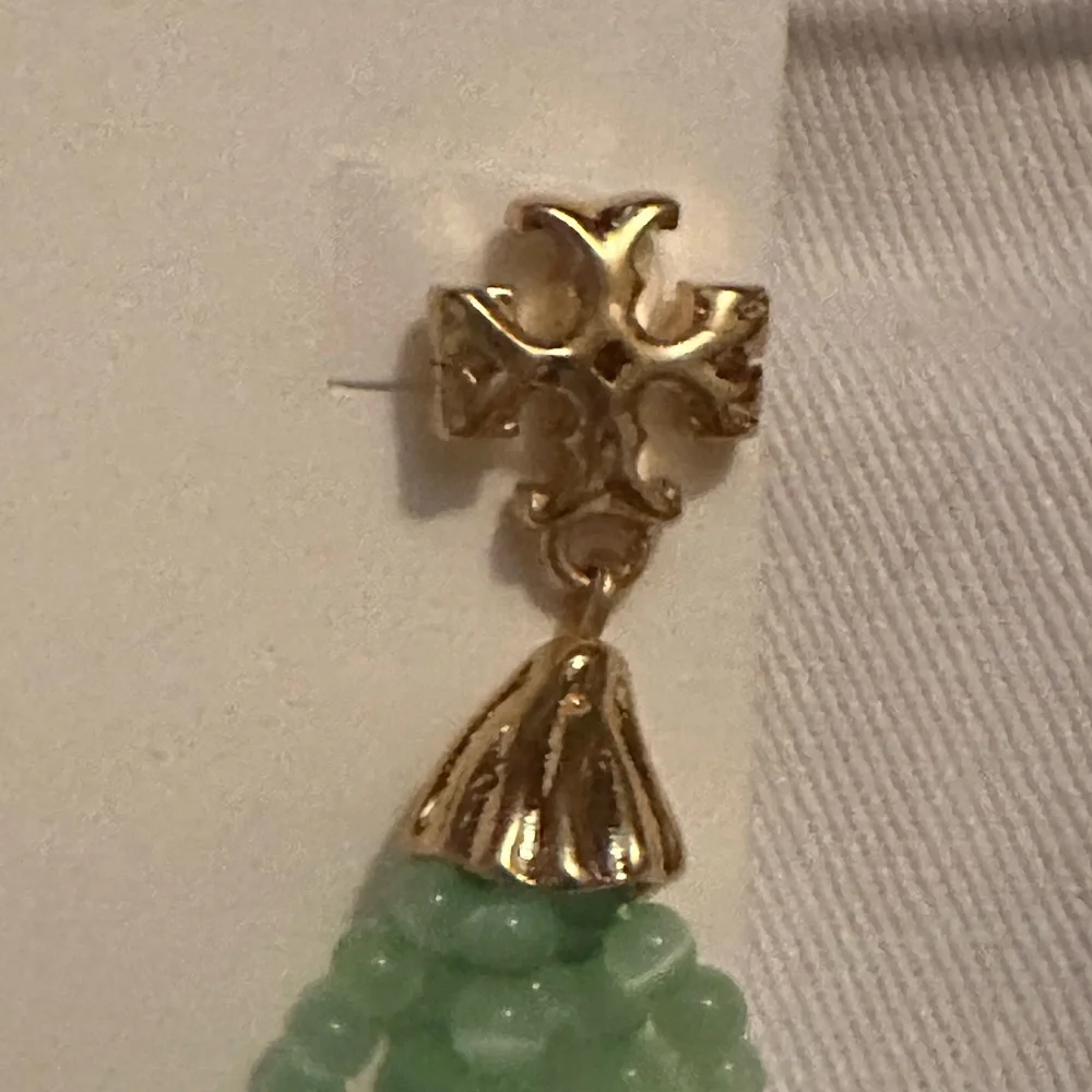 Tory Burch Jade & Gold‎ Tassel Earrings NWT